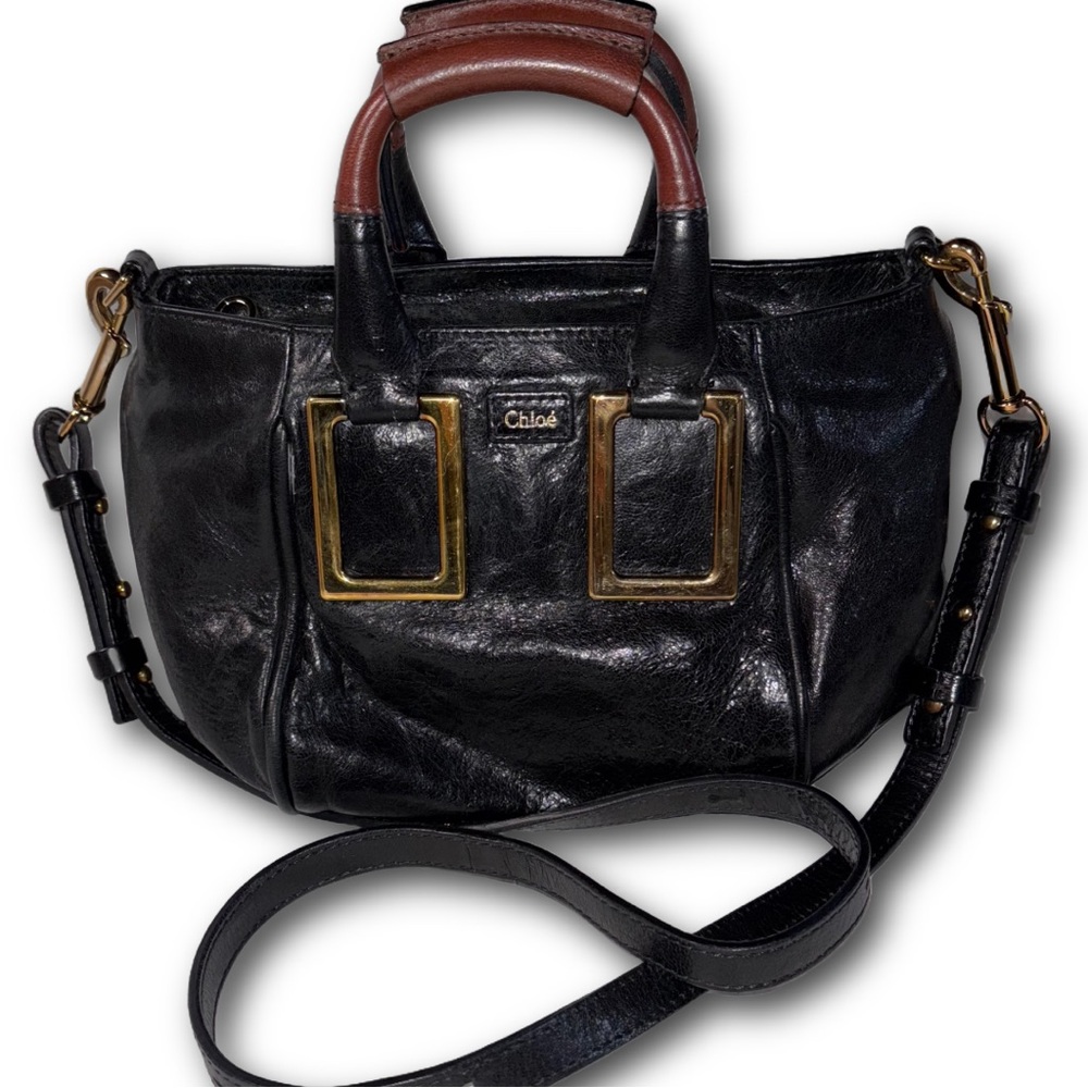 Chloe Black and Brown Satchel with Gold Details SMOKING HOME